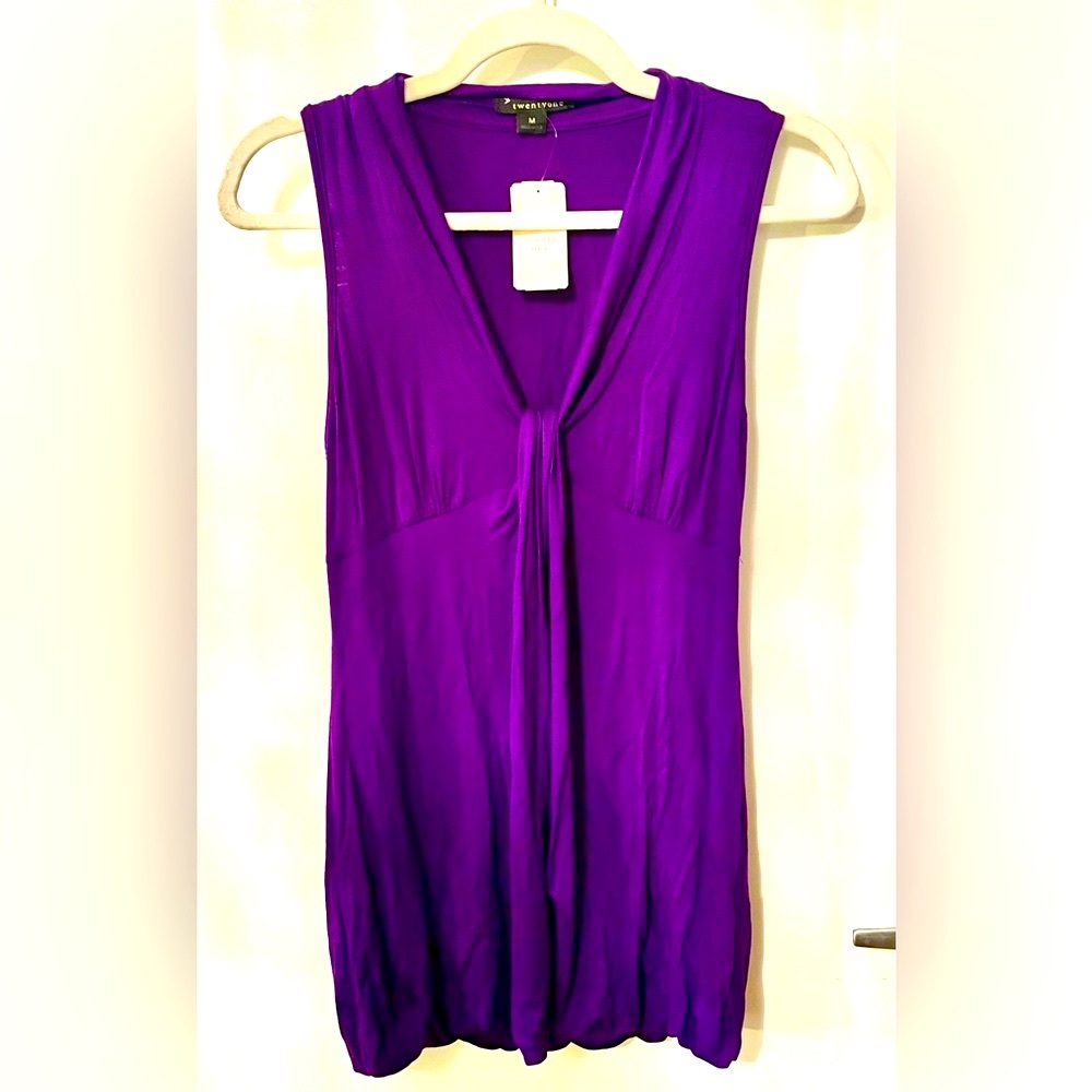 Royal Purple Tunic/Mini Dress with a V-Neck and Bubble Hem | Forever 21
